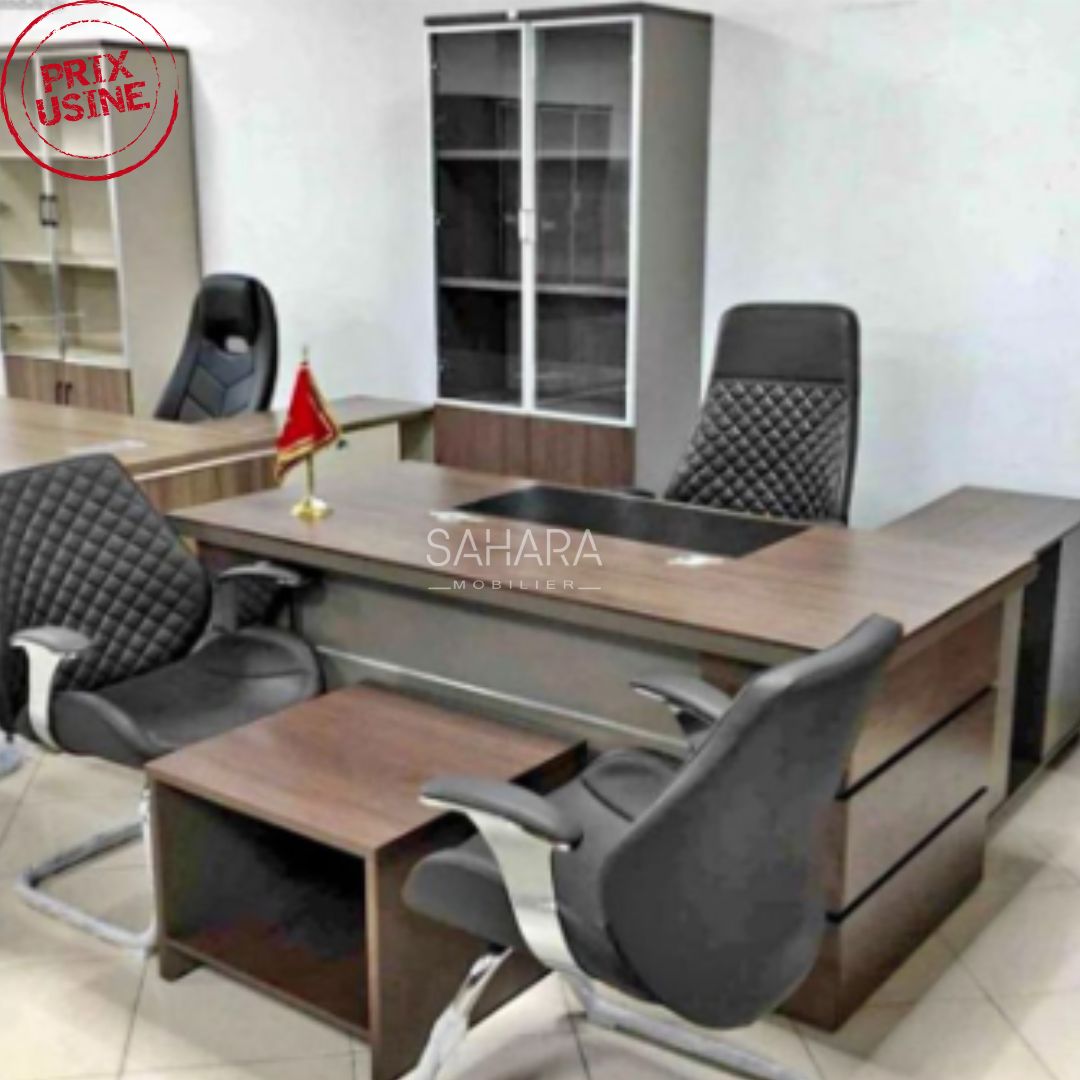 Ensemble Bureau CASABLANCA avec Retour et caisson et chaises Réf. B180 –  SAHARA MOBILIER