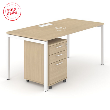 Bureau droit avec voile et caisson Réf B3648