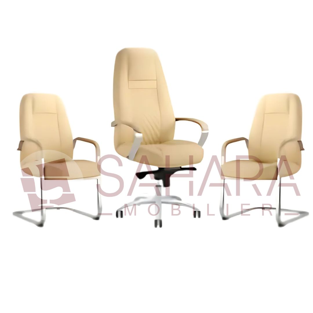 Pack de Fauteuils de Bureau en Simili Cuir Beige - Collection Confort Élégant Réf B3996