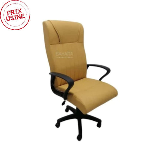 Fauteuil en simili cuir moutard avec piètement PVC Sur 5 branches